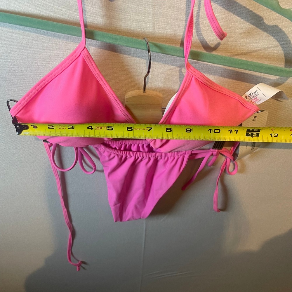 Boohoo Lisbon Triangle Beach Bikini Hot Pink Set -‎ Size 12 - Picture 7 of 7